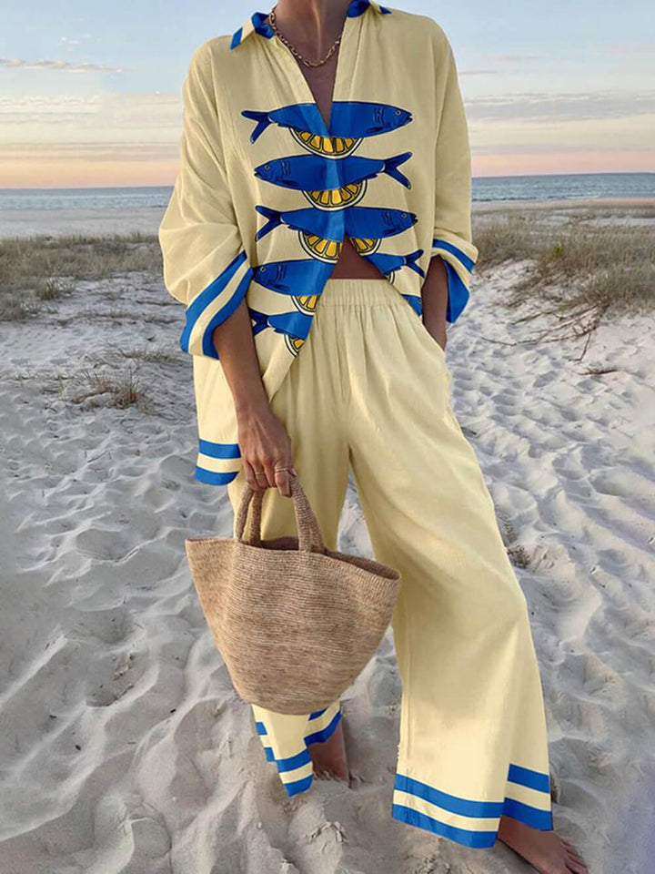 Mae | Island Style Oversized Shirt and Elastic Waist Pocket Pants Set
