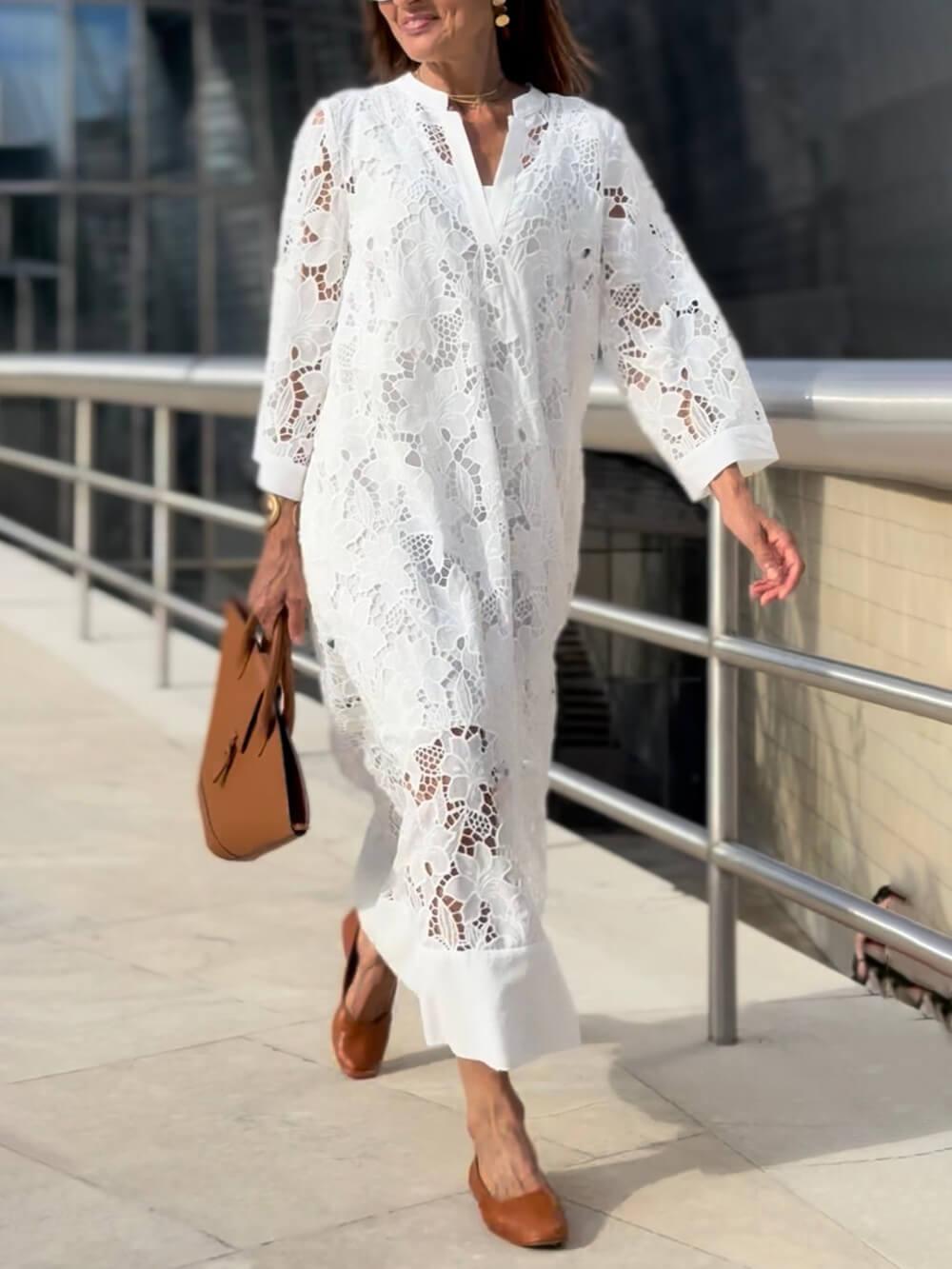 Willow | Flower V-Neck Midi Dress