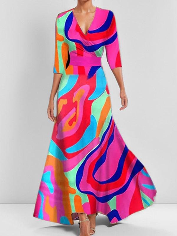 Lea | Seaside Glam Mid Sleeve Maxi Dress Ensemble