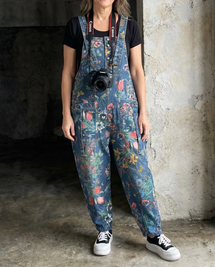 Flora™ | Floral Print Baggy Bib Overalls