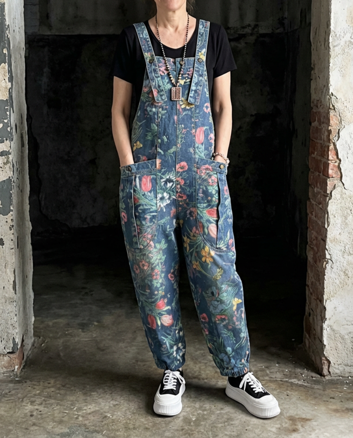 Flora™ | Floral Print Baggy Bib Overalls