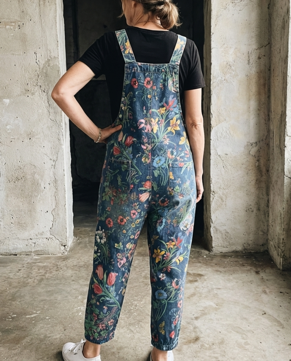 Flora™ | Floral Print Baggy Bib Overalls