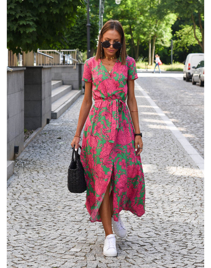 Tzahalit™ | V-Neck Floral Dress