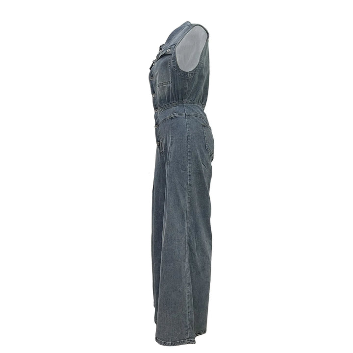 Stella™ | Cinched Waist Wide Leg Denim Jumpsuit