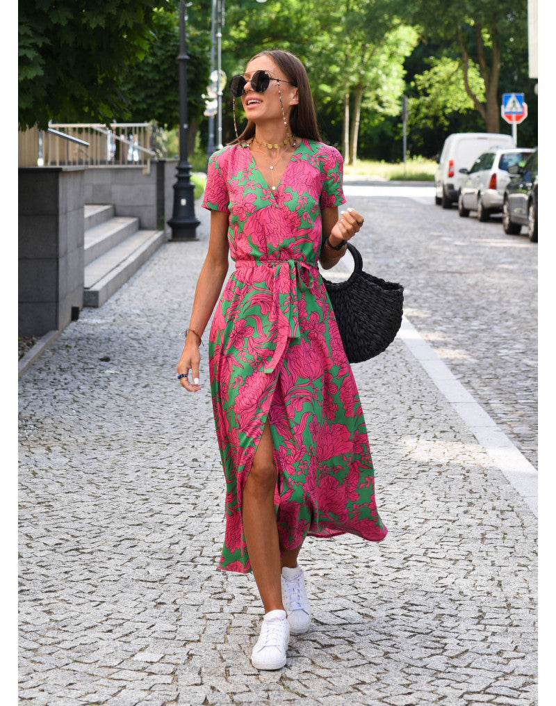 Tzahalit™ | V-Neck Floral Dress