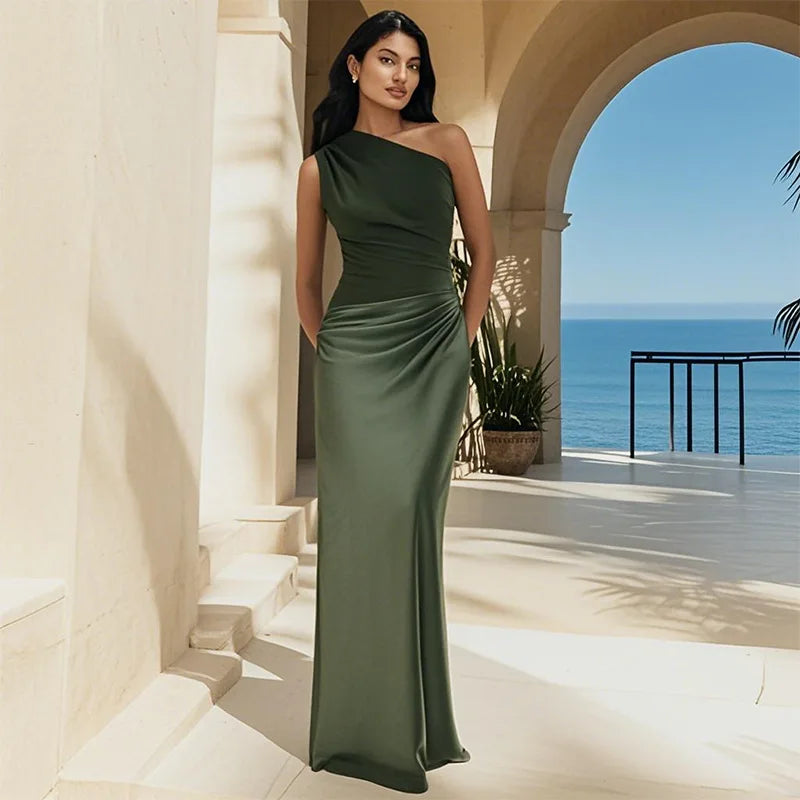 Mylene - Maxi Dress with a Guilt in Satin