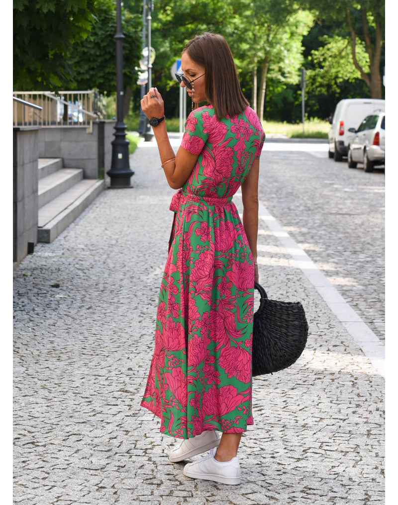 Tzahalit™ | V-Neck Floral Dress