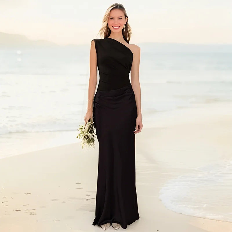 Mylene - Maxi Dress with a Guilt in Satin