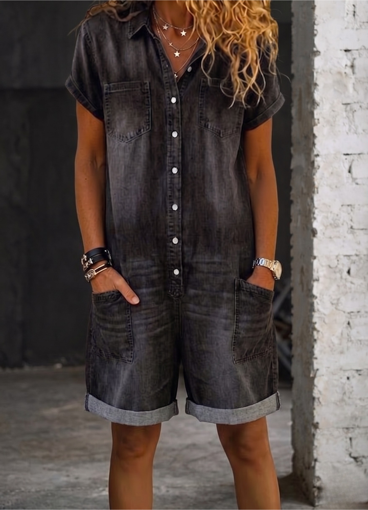 Nora™ | Casual Denim Jumpsuit Shorts