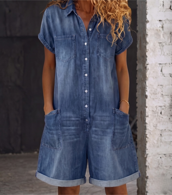 Nora™ | Casual Denim Jumpsuit Shorts