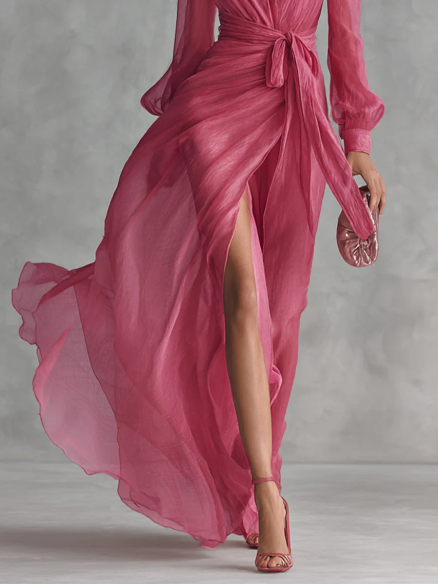 Beatrice | Chiffon V-neck Tie-waist Long Dress