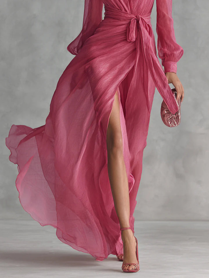 Beatrice | Chiffon V-neck Tie-waist Long Dress
