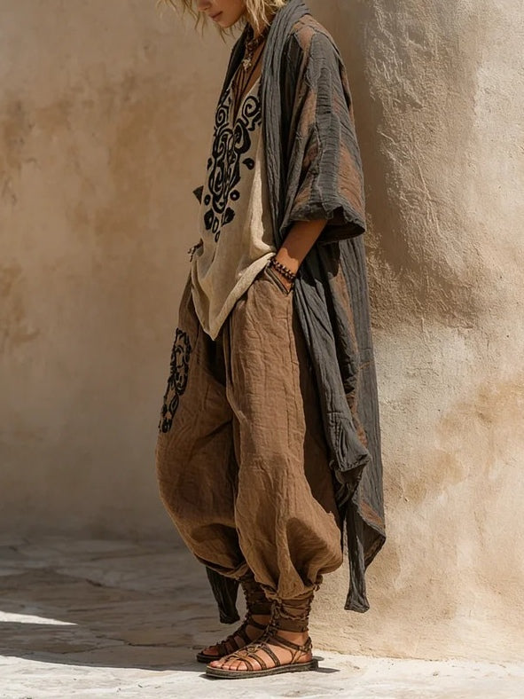 Margaret | Bohemian Art Print Three-Piece Set Outfit