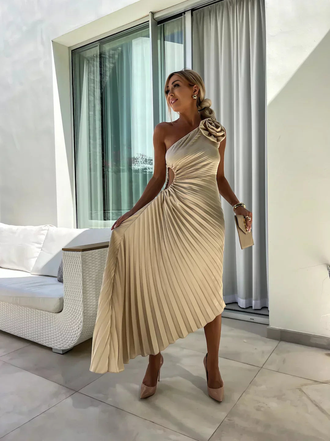 Eya™ | Floral One-Shoulder Maxi Dress