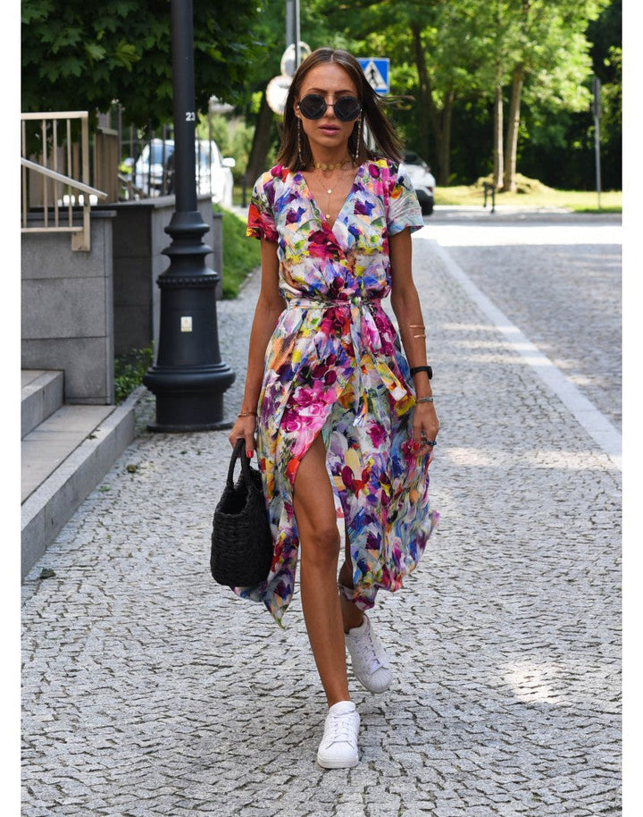 Tzahalit™ | V-Neck Floral Dress