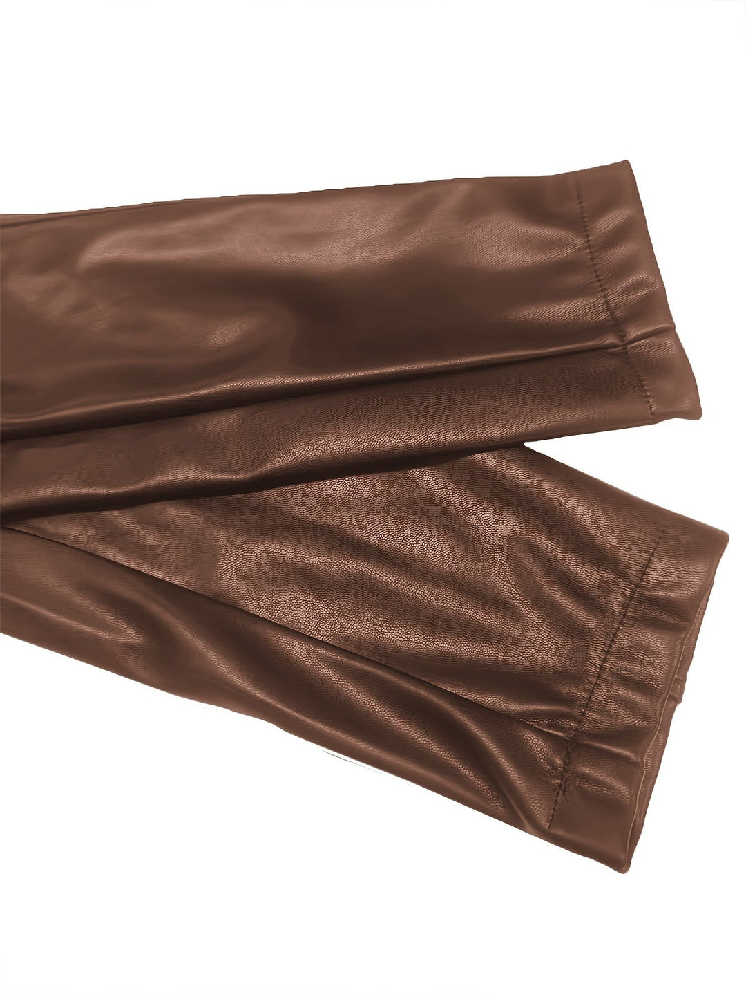 Folded brown faux leather sleeve highlighting smooth textured finish