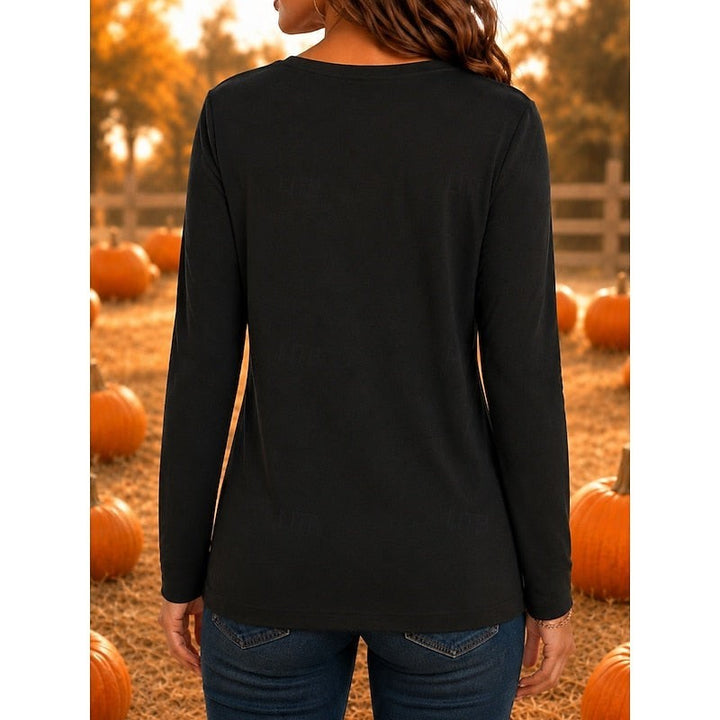 Black long-sleeve crew neck top shown from the back, plain design