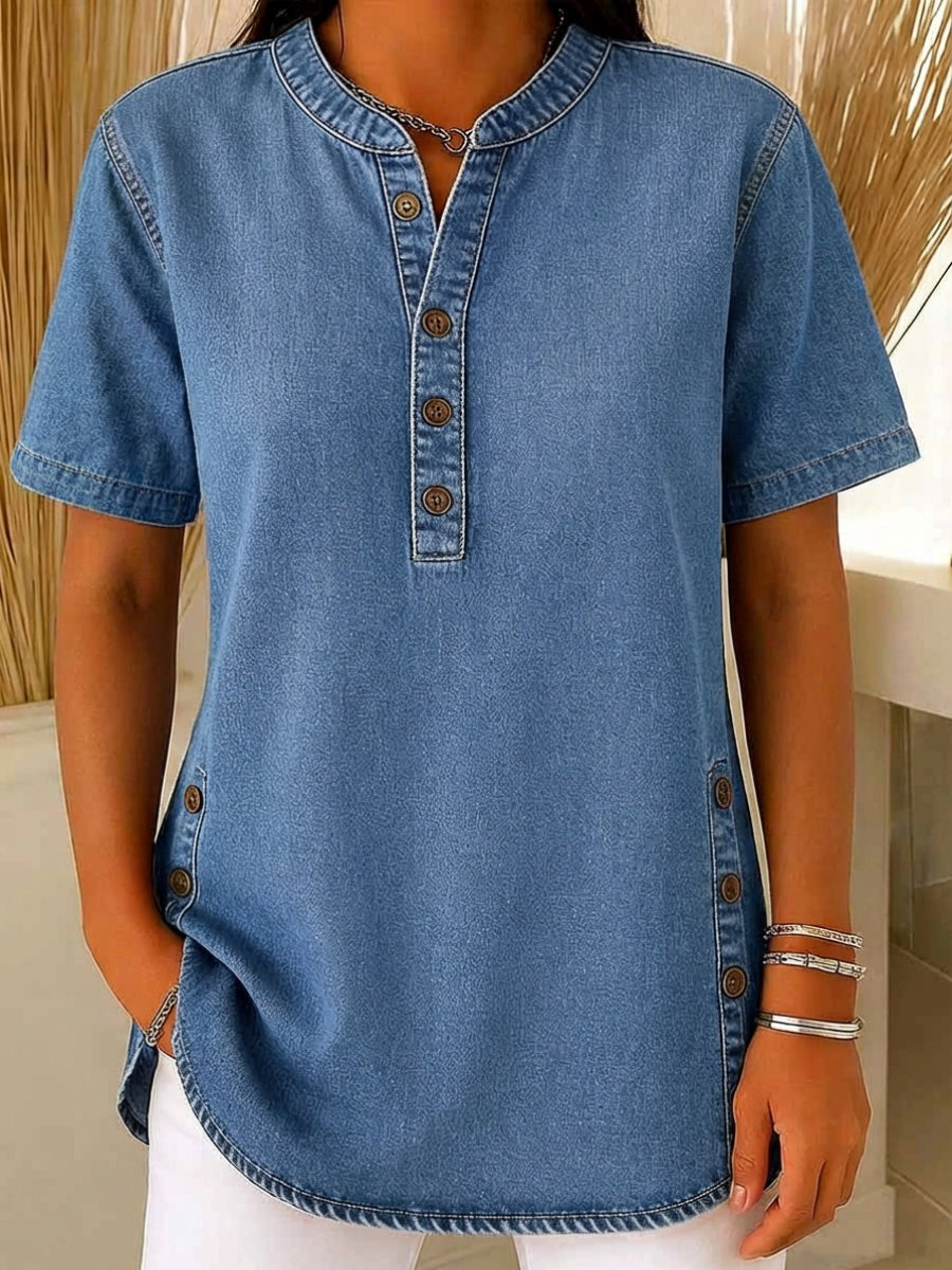 Juniper | Women's Short Sleeve Henley Blouse - image 1