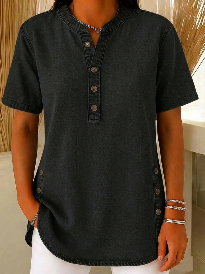 Juniper | Women's Short Sleeve Henley Blouse - image 3
