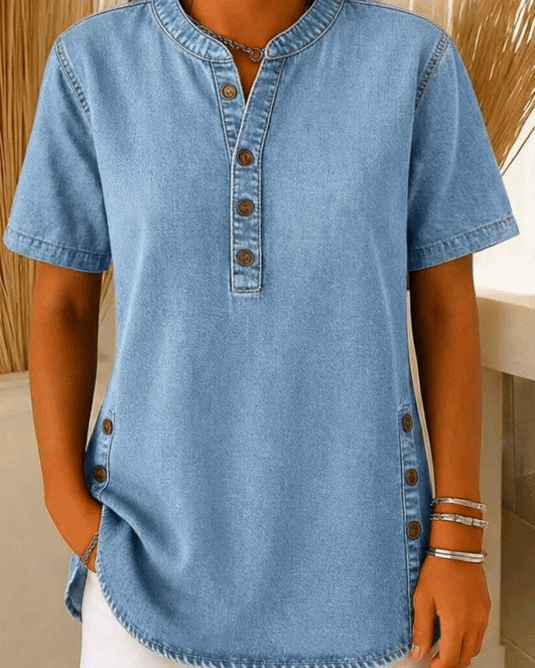 Juniper | Women's Short Sleeve Henley Blouse - image 4