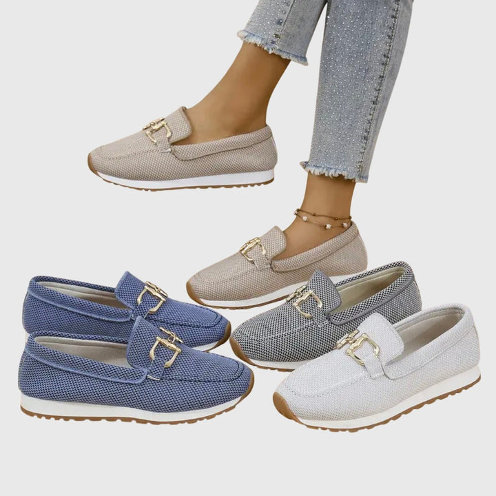 orthopedic mesh loafers in blue, beige, gray, and white color options